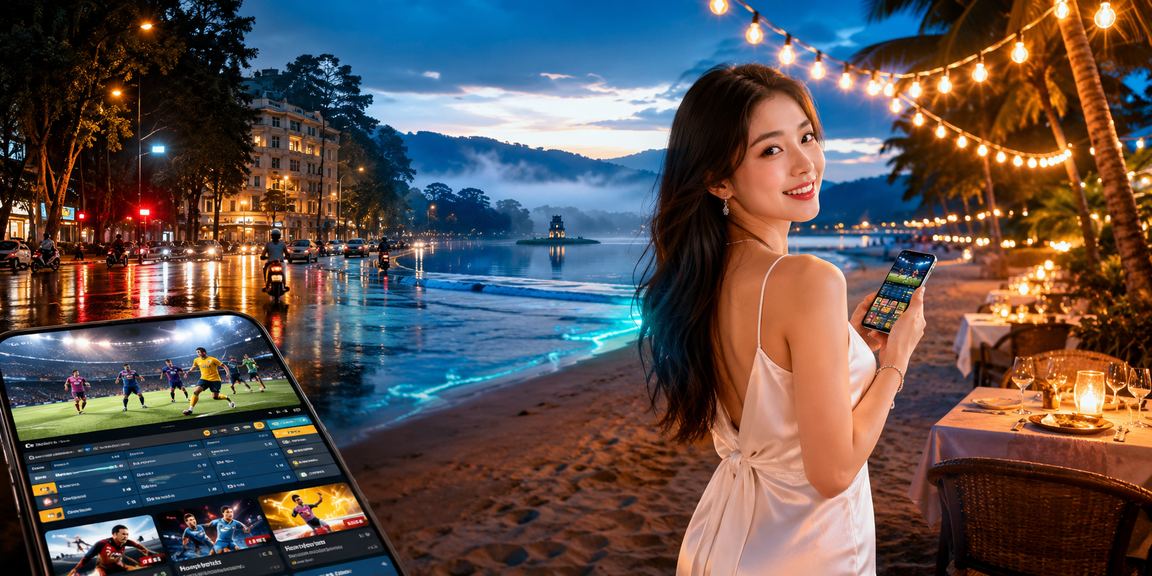 Người dùng tại Đà Lạt ngồi theo dõi kết quả cá cược thể thao và chờ nhận thưởng trên điện thoại