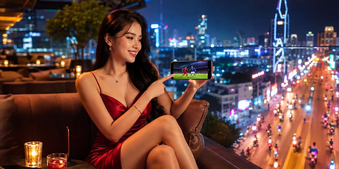 Không khí neon rực rỡ tại TP.HCM với người chơi theo dõi cá cược thể thao và trò chơi trực tuyến