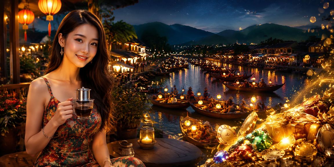 Người dùng tại Sa Pa ngồi uống cà phê và trải nghiệm ứng dụng casino trên điện thoại Android